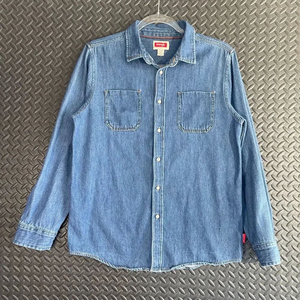 Wangler Boys Denim Western Style Button Up Long Sleeve Shirt Youth Size‎ XL